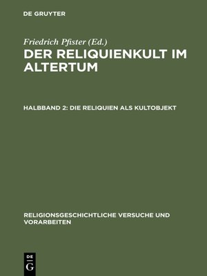cover image of Die Reliquien als Kultobjekt